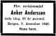 Dødsannonse Anker Johan Anderssen
